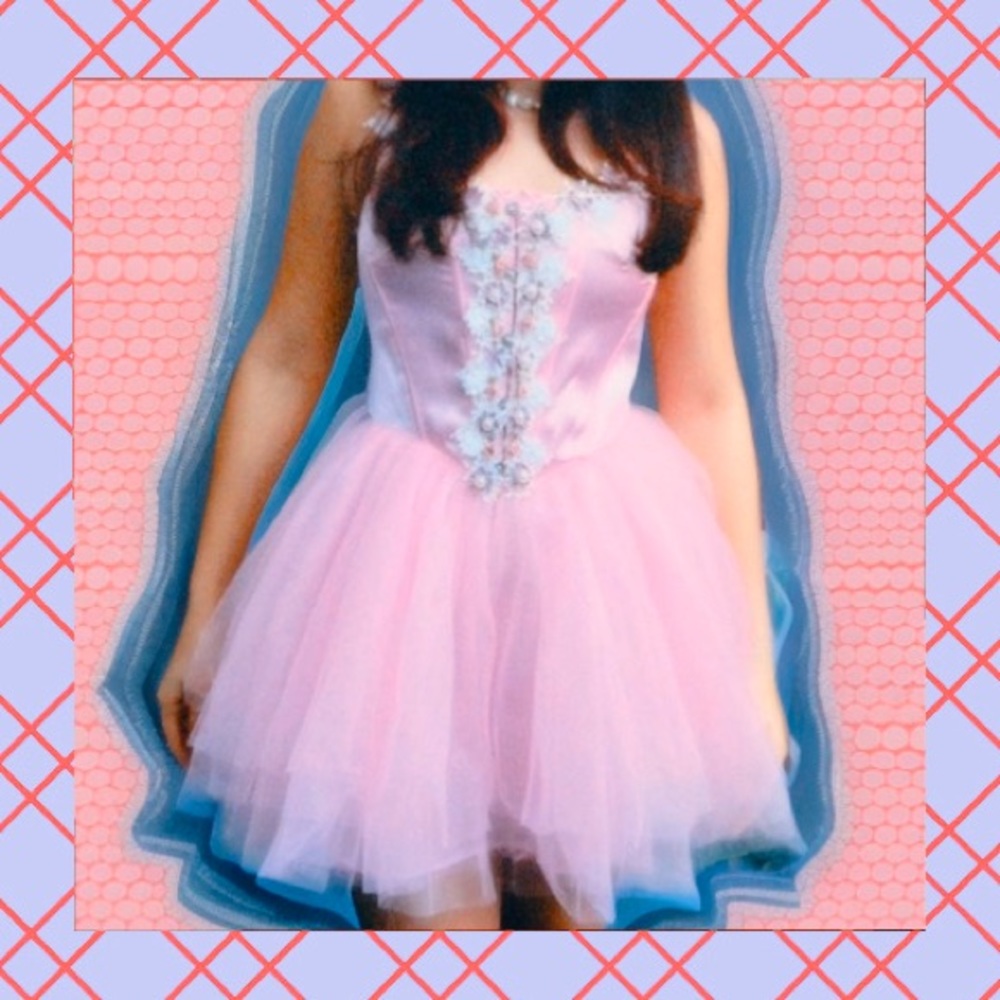 Sugar Thrillz - Pink Corset Embellished Tulle Mini Dress